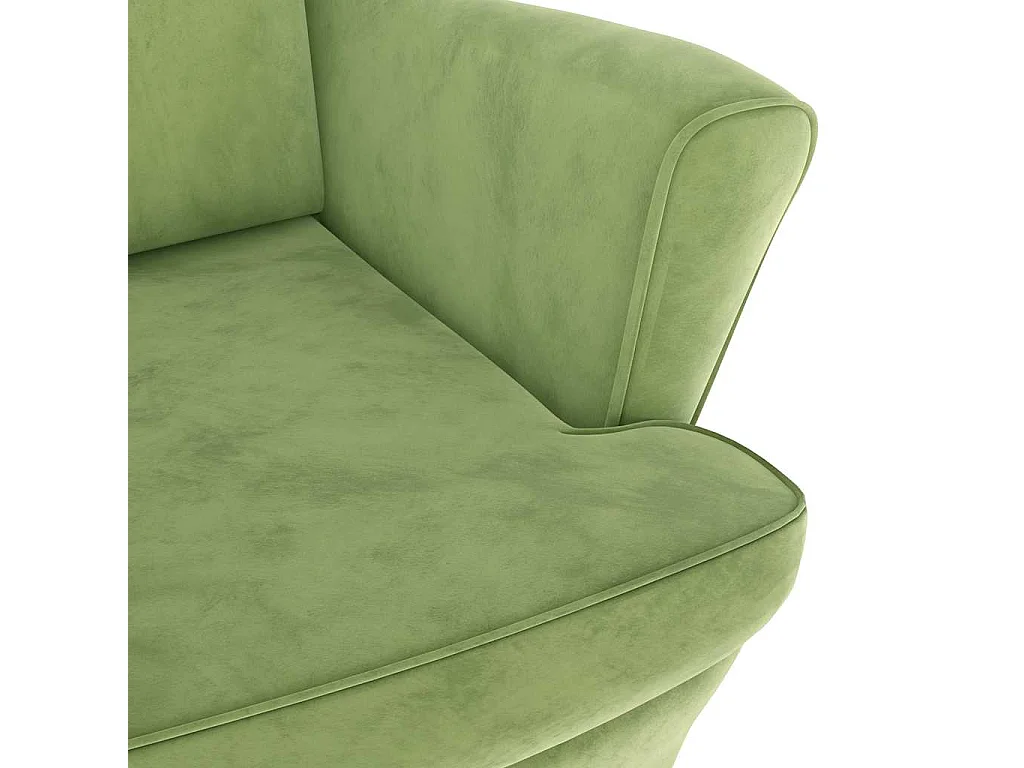 Fauteuil à oreilles avec tabouret vert clair velours