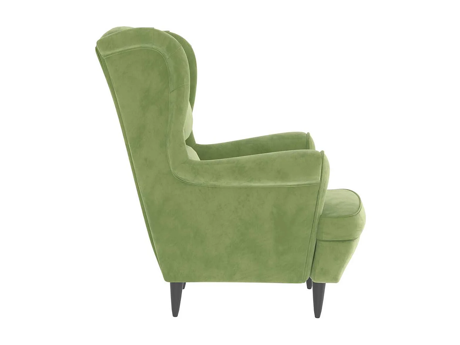 Fauteuil à oreilles avec tabouret vert clair velours