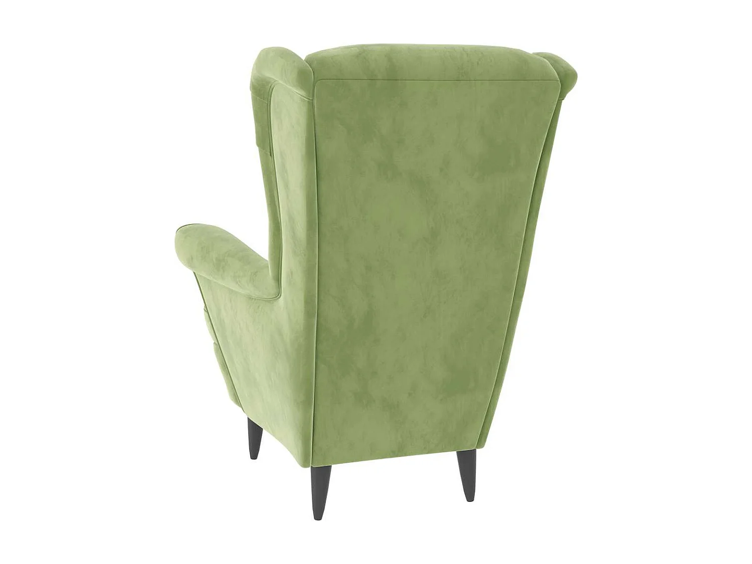 Fauteuil à oreilles avec tabouret vert clair velours