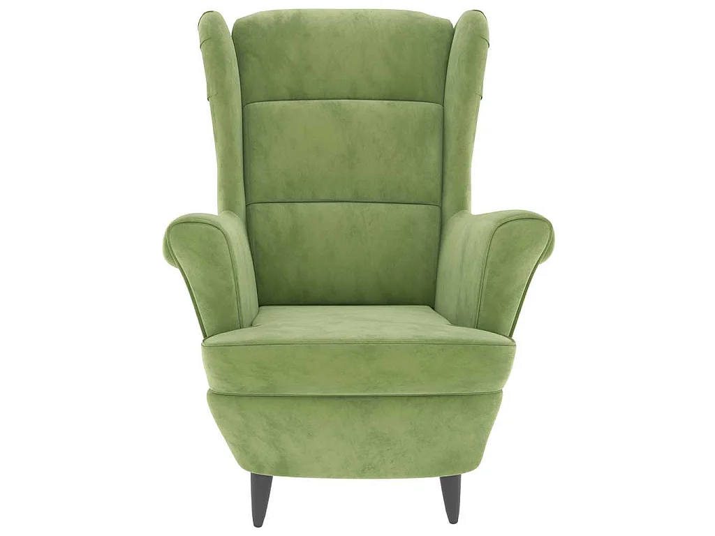 Poltrona Schienale ad Ala con Poggiapiedi Verde Chiaro Velluto