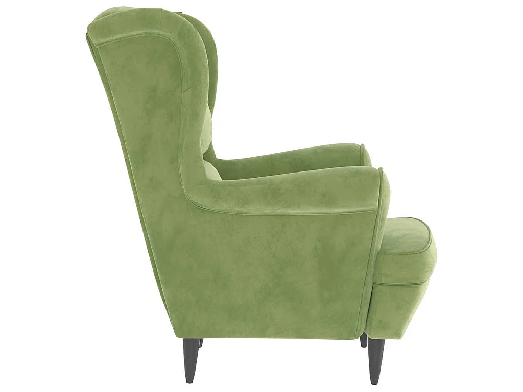 Poltrona Schienale ad Ala con Poggiapiedi Verde Chiaro Velluto