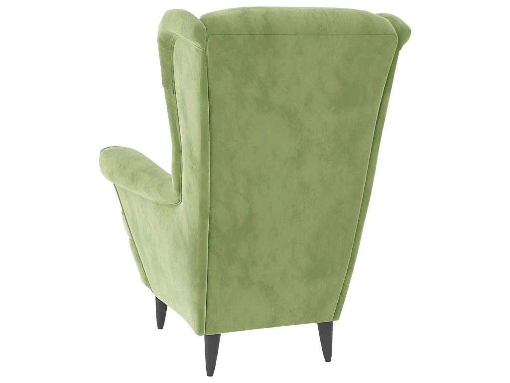 Poltrona Schienale ad Ala con Poggiapiedi Verde Chiaro Velluto