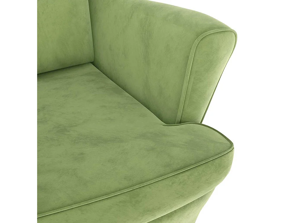 Sillón orejero y taburete de terciopelo verde claro