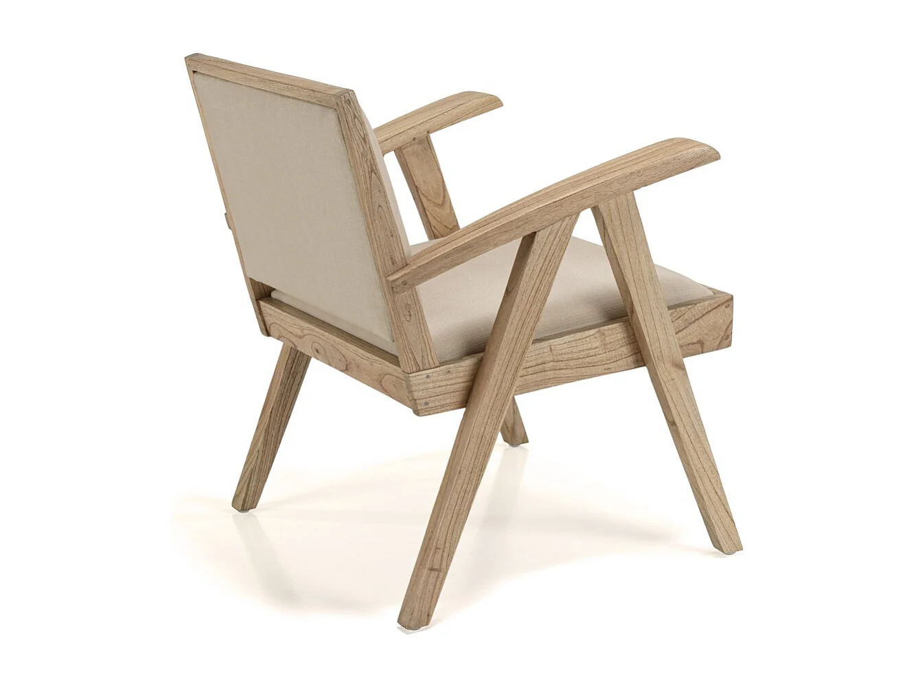 DAK - Fauteuil en bois de Mindi assise en tissu beige texturé