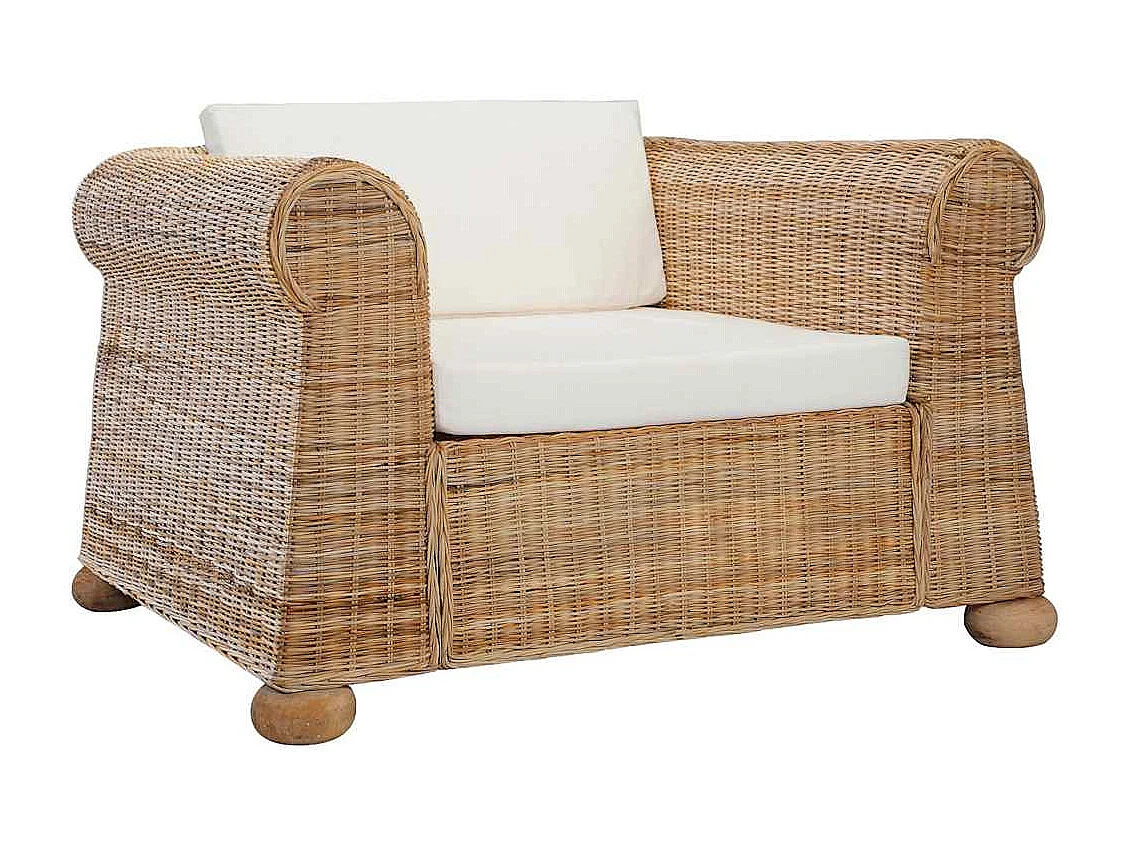 Fauteuil avec coussins Rotin naturel