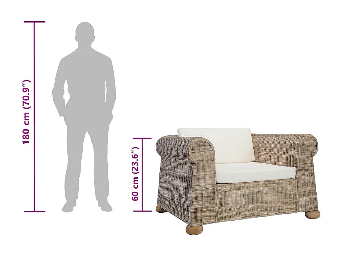 Sillón con cojines ratán natural