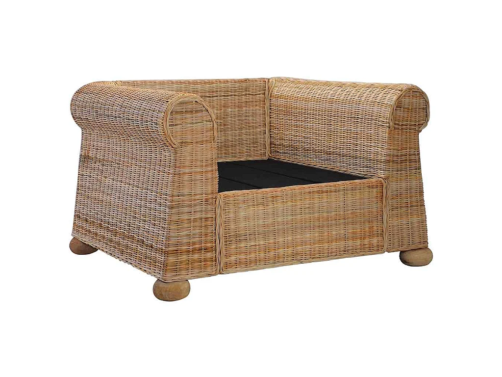 Fauteuil met kussens natuurlijk rattan