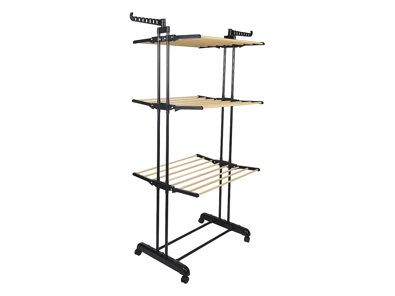 Etendoir Effet Bois 3 Etages 73x64x173cm Noir, Marron