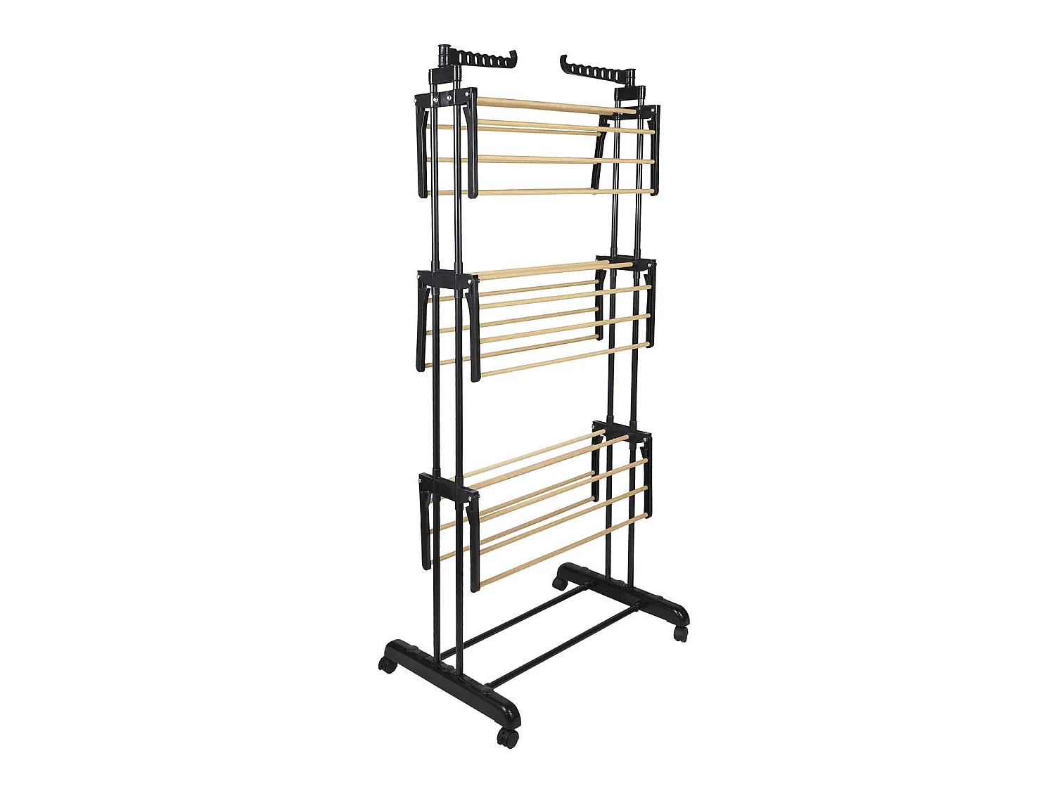 Etendoir Effet Bois 3 Etages 73x64x173cm Noir, Marron