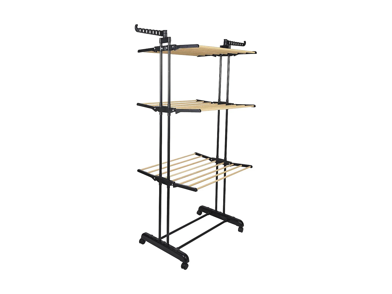 Etendoir Effet Bois 3 Etages 73x64x173cm Noir, Marron