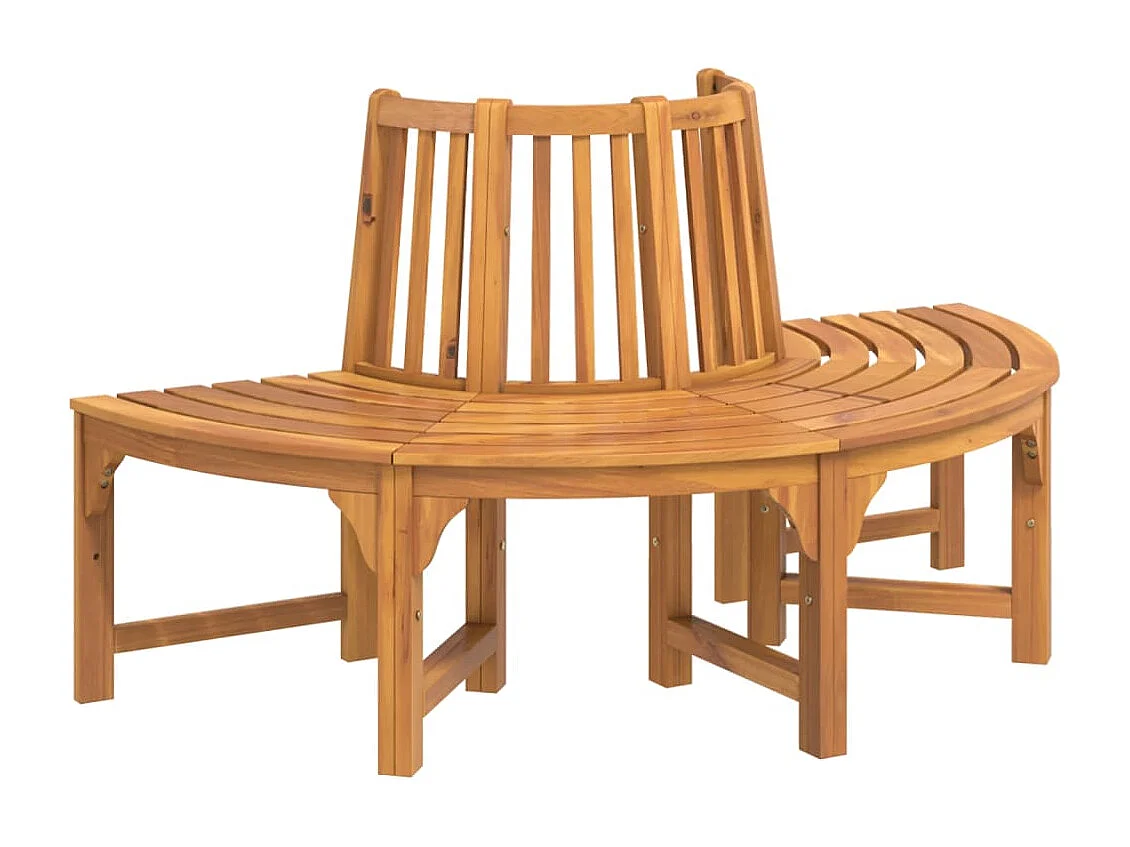 Banc demi-circulaire tour d'arbre Ø160cm bois massif eucalyptus
