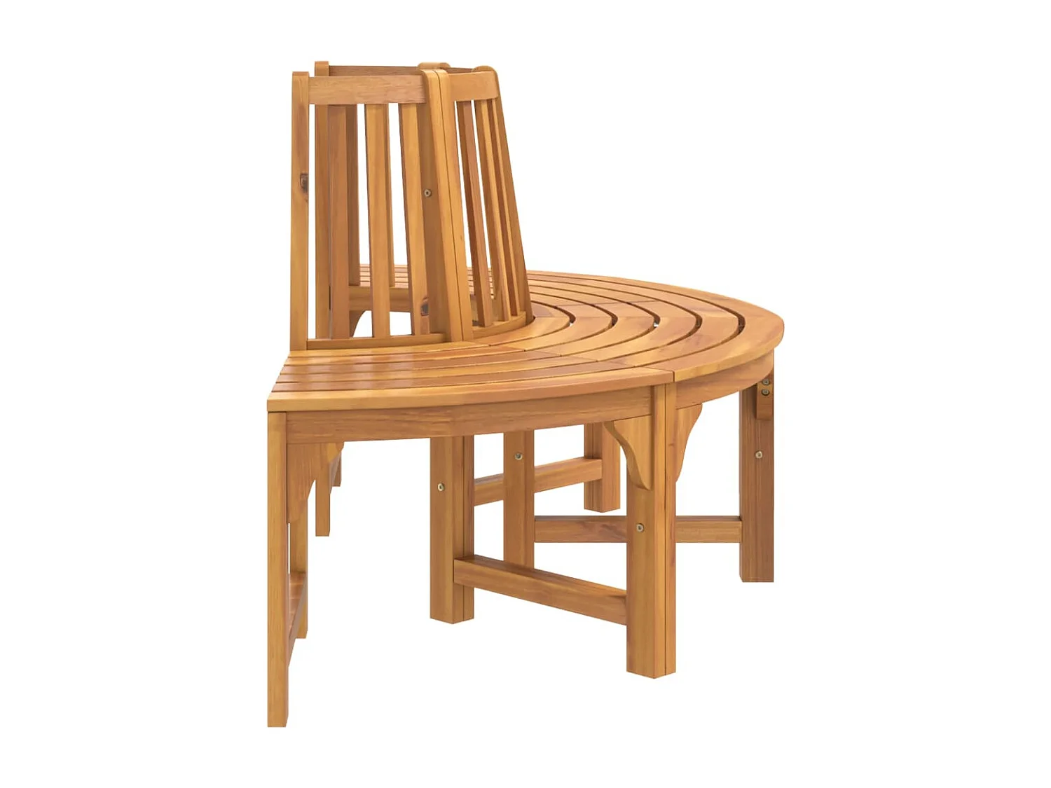 Banc demi-circulaire tour d'arbre Ø160cm bois massif eucalyptus