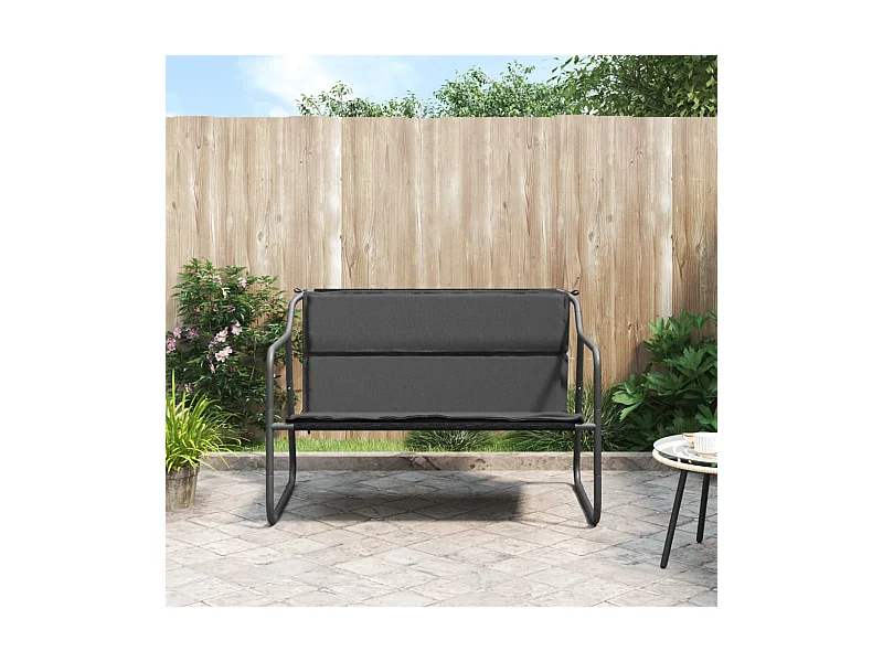 2-Sitzer Gartenbank mit Kissen Anthrazit Stahl