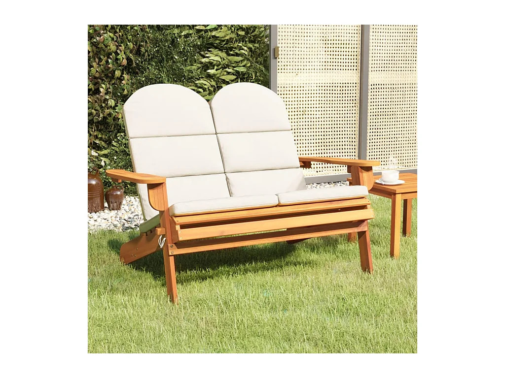 Banc de jardin Adirondack et coussins 126 cm bois massif acacia
