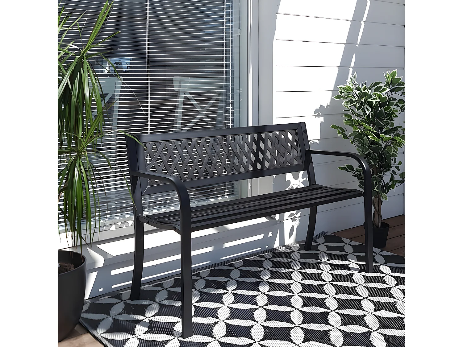 Banco de jardim 119x50x75 cm aço preto