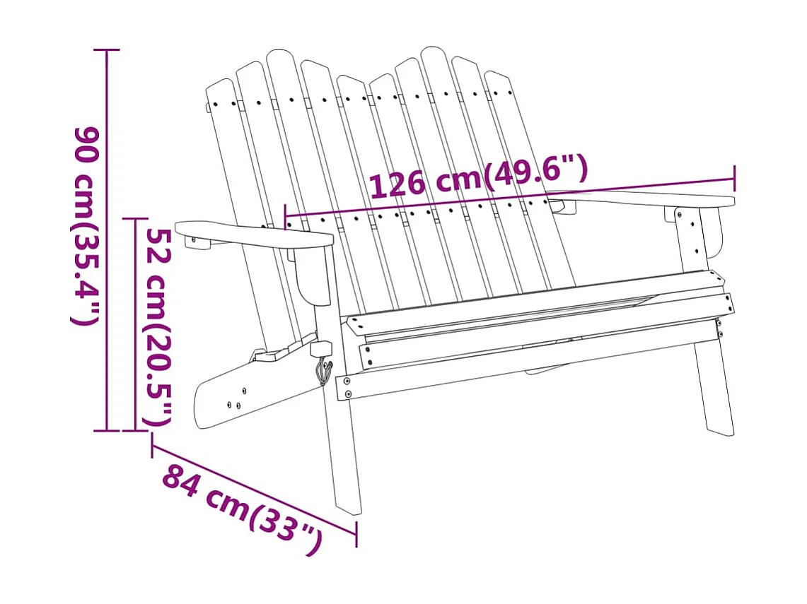 Adirondack-Gartenbank 126 cm Massivholz Akazie