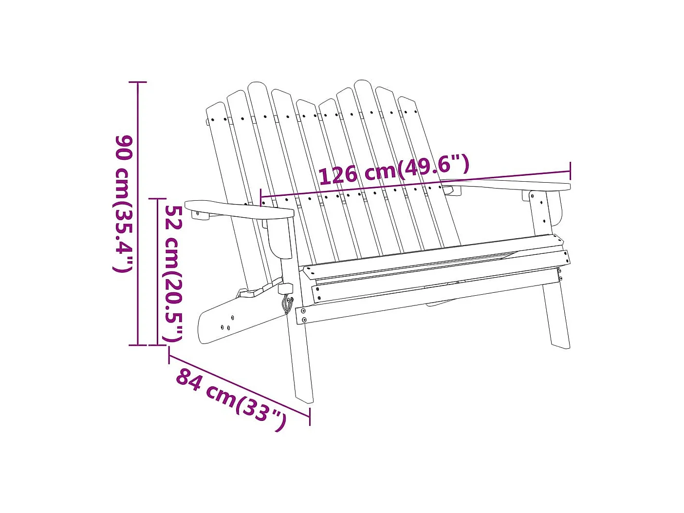 Adirondack-Gartenbank 126 cm Massivholz Akazie