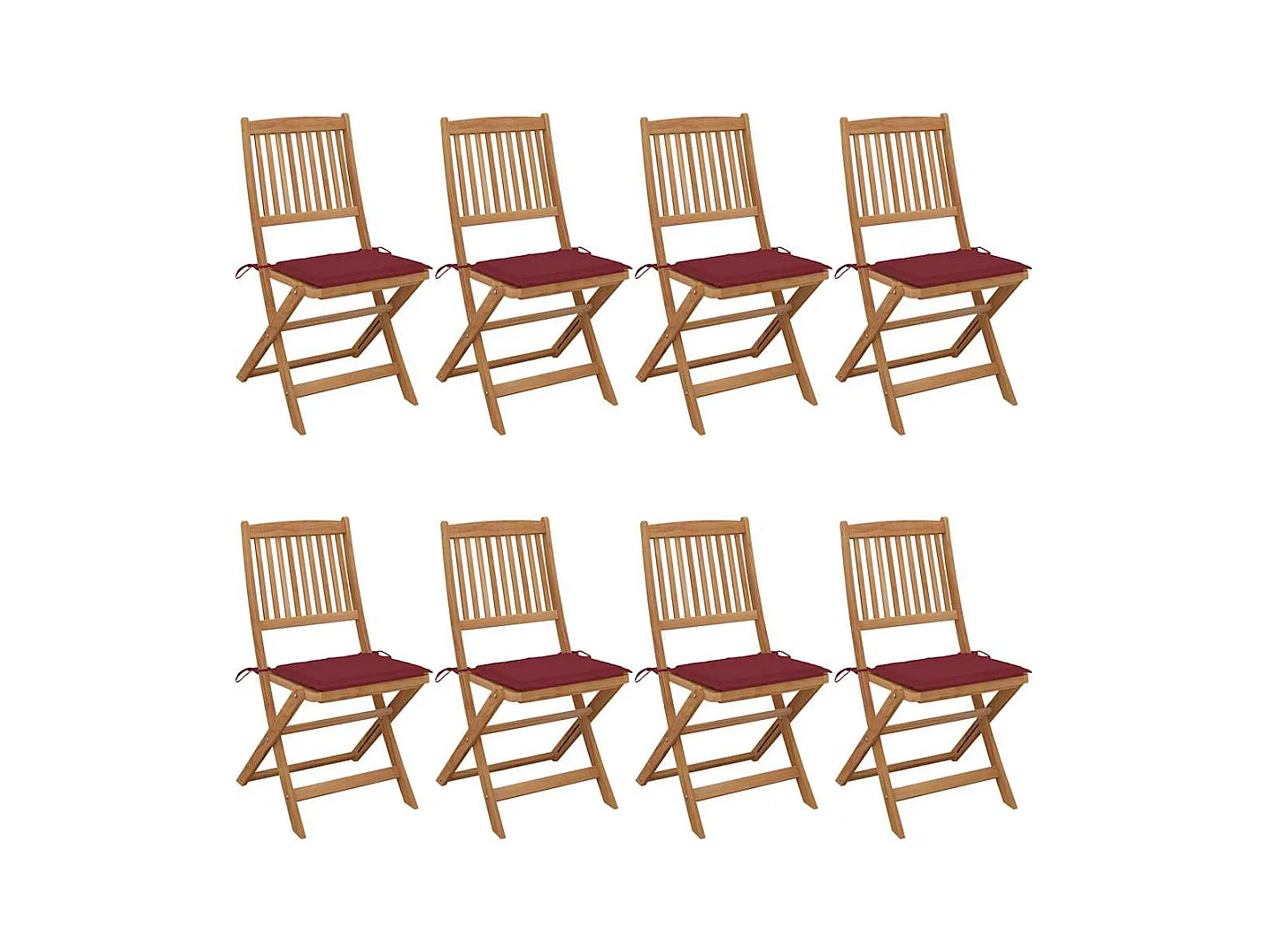 Tuinstoelen 8 st inklapbaar met kussens massief acaciahout