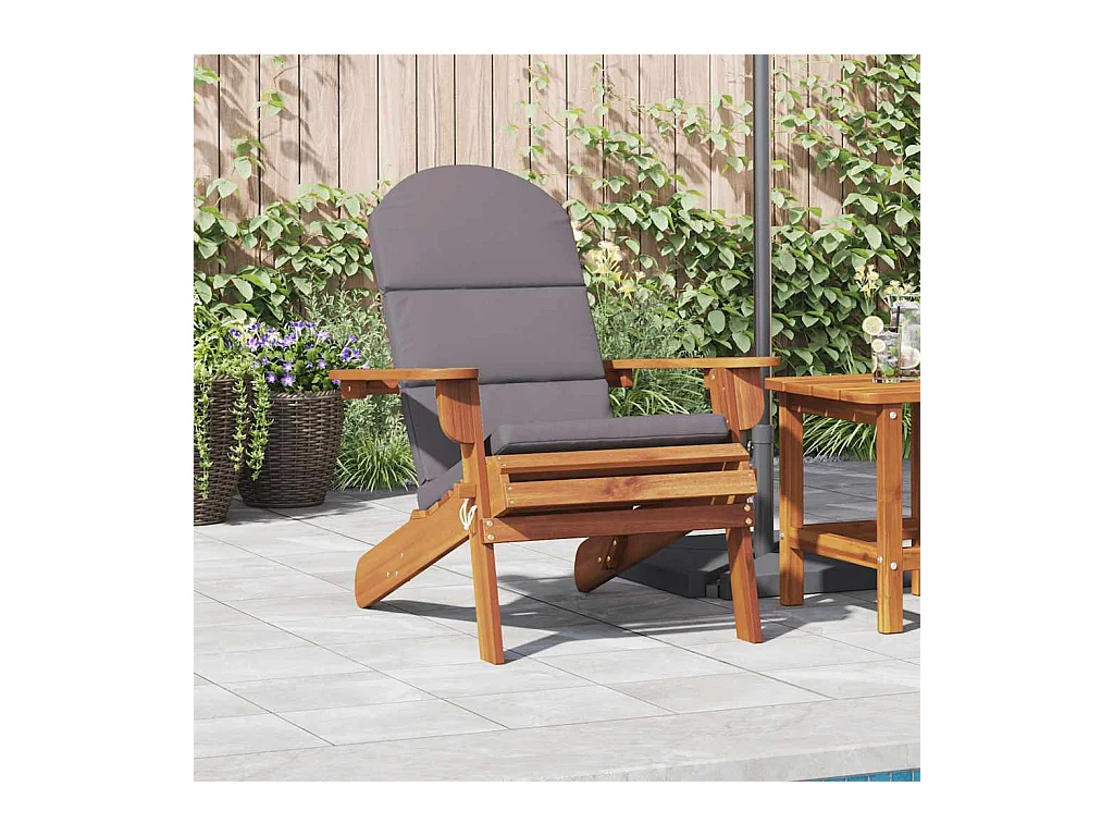 Chaise de jardin Adirondack avec coussins bois massif d'acacia