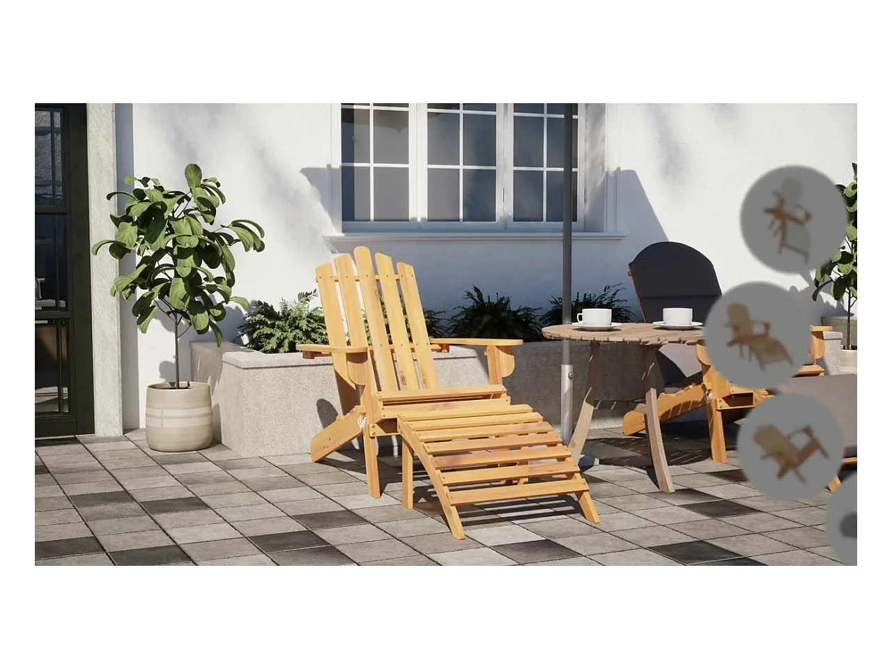 Tuinstoel Adirondack met kussens massief acaciahout