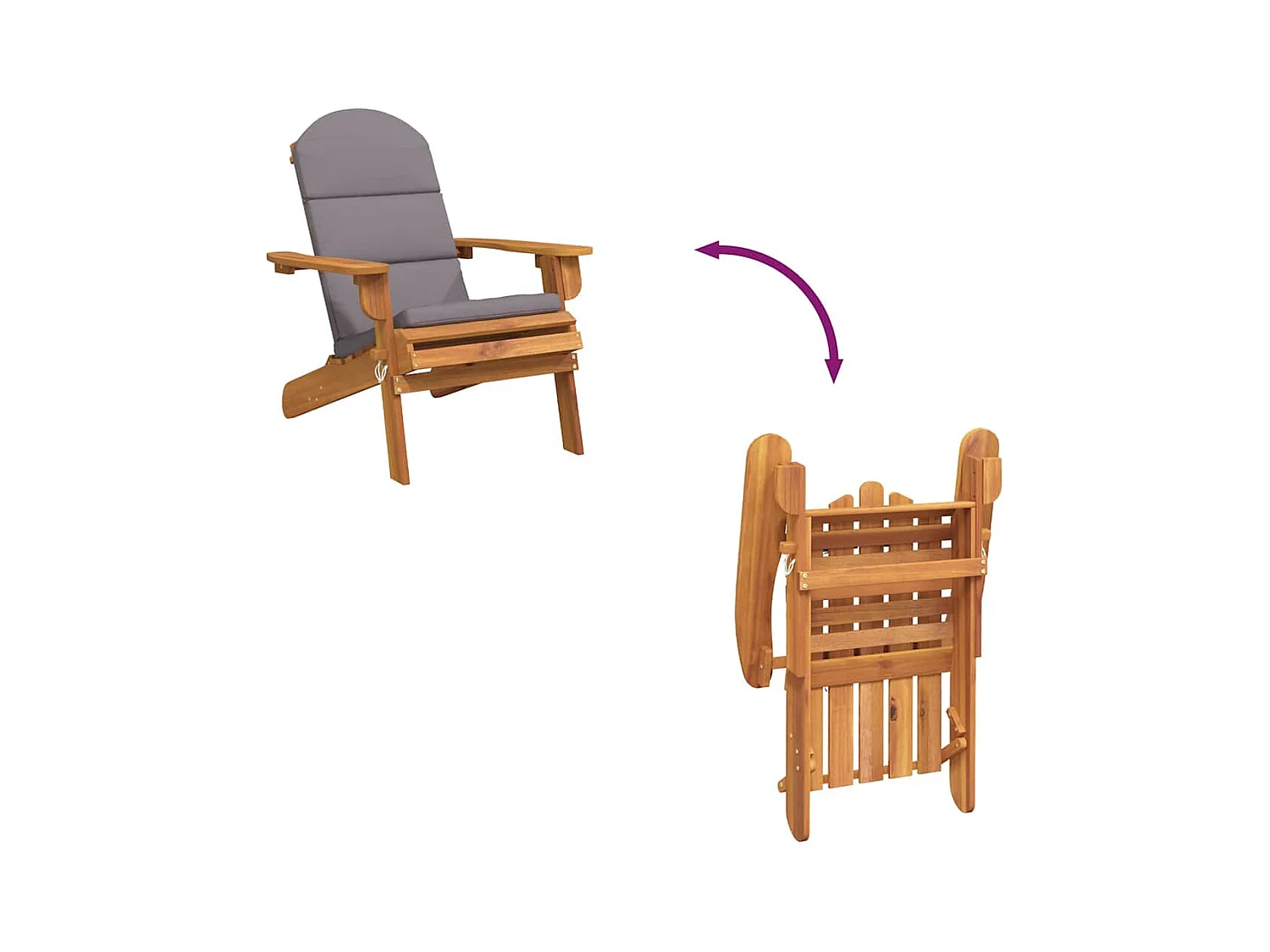 Tuinstoel Adirondack met kussens massief acaciahout