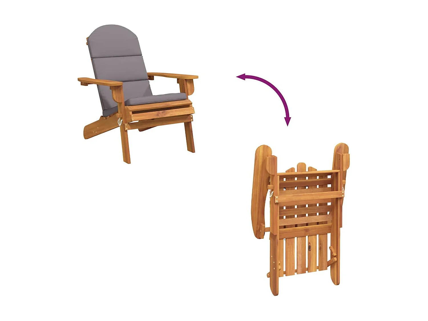 Tuinstoel Adirondack met kussens massief acaciahout