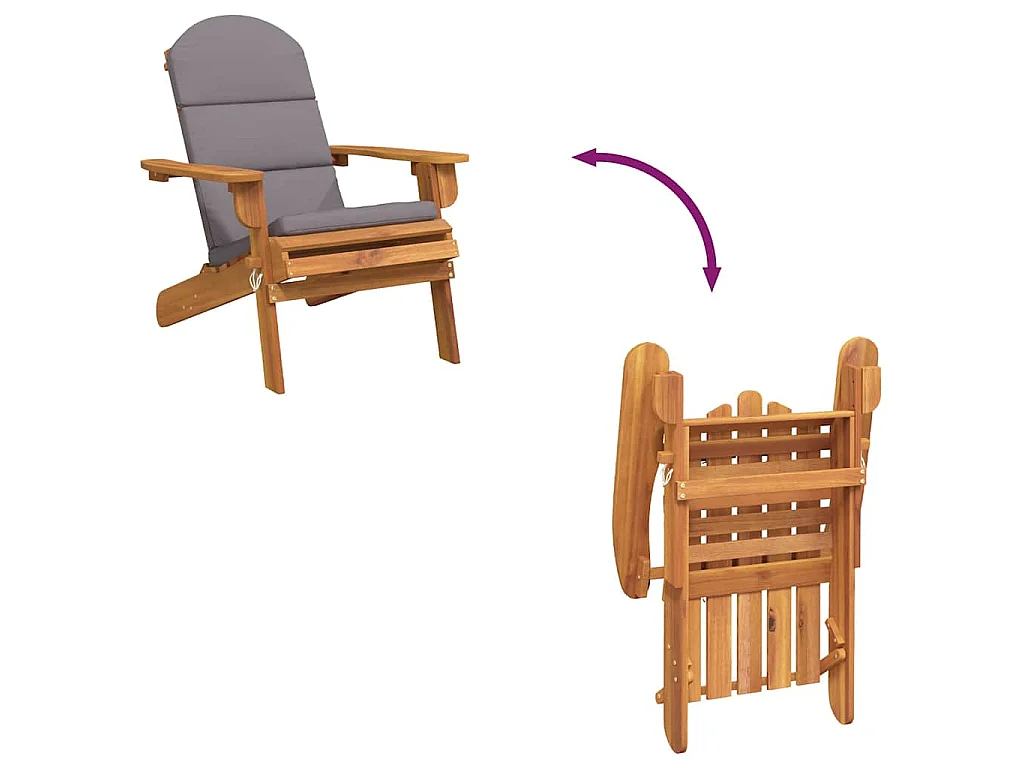 Sedia Adirondack da Giardino con Cuscini Legno Massello Acacia