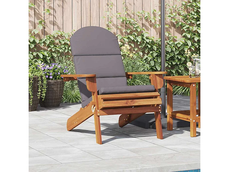 Chaise de jardin Adirondack avec coussins bois massif d'acacia