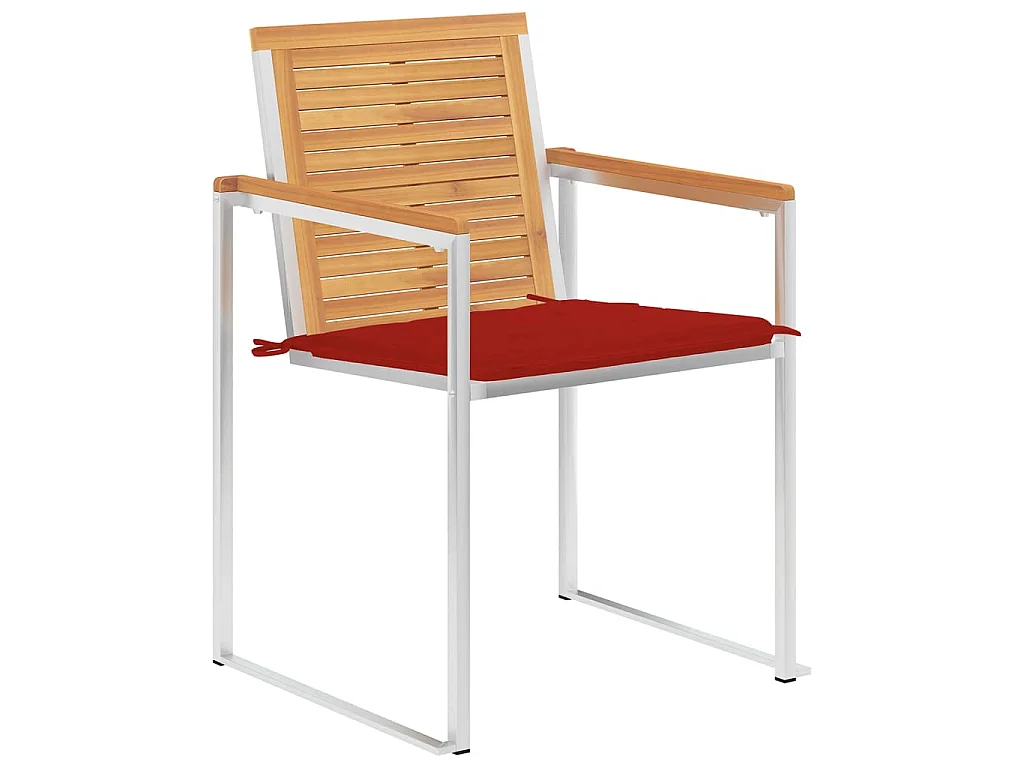 Chaises de jardin lot de 6 avec coussins Bois de teck massif