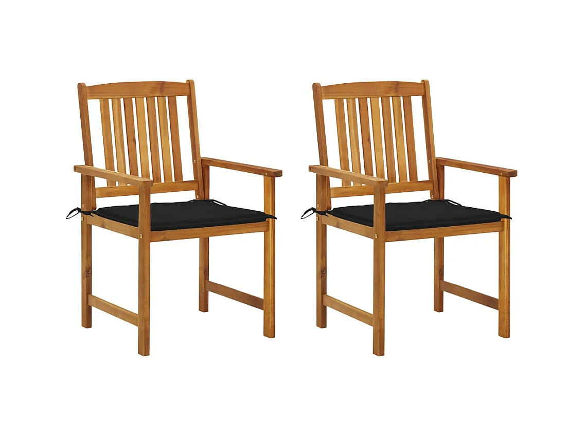 Chaises de jardin avec coussins lot de 2 Bois d'acacia massif