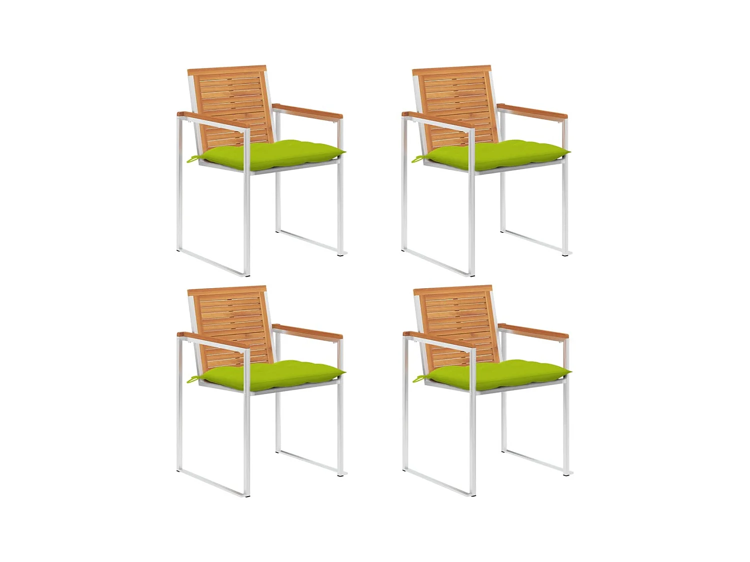 Chaises de jardin lot de 4 avec coussins Bois d'acacia massif
