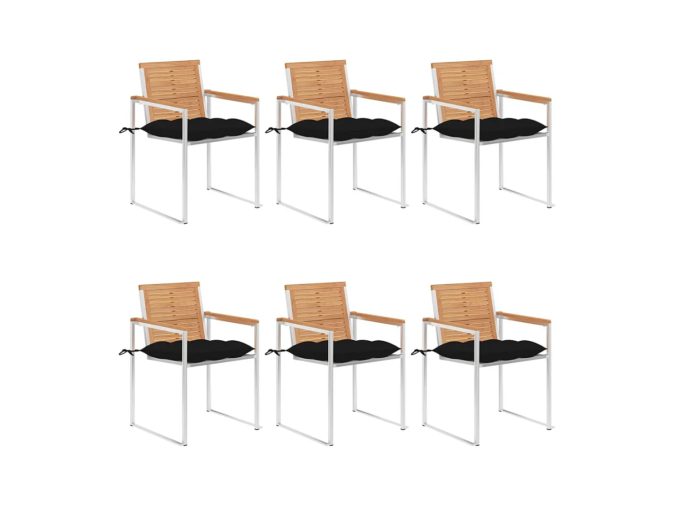 Chaises de jardin lot de 6 avec coussins Bois de teck massif