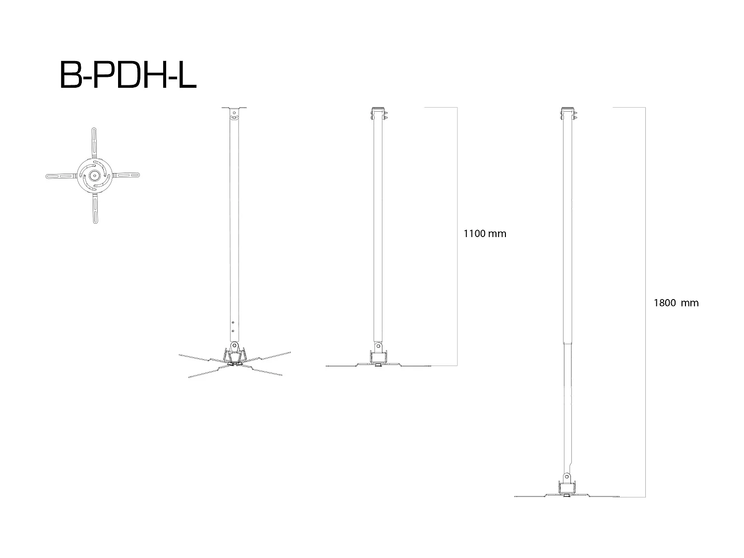 Projekt Beamer Deckenhalterung B-PDH 110-180 cm