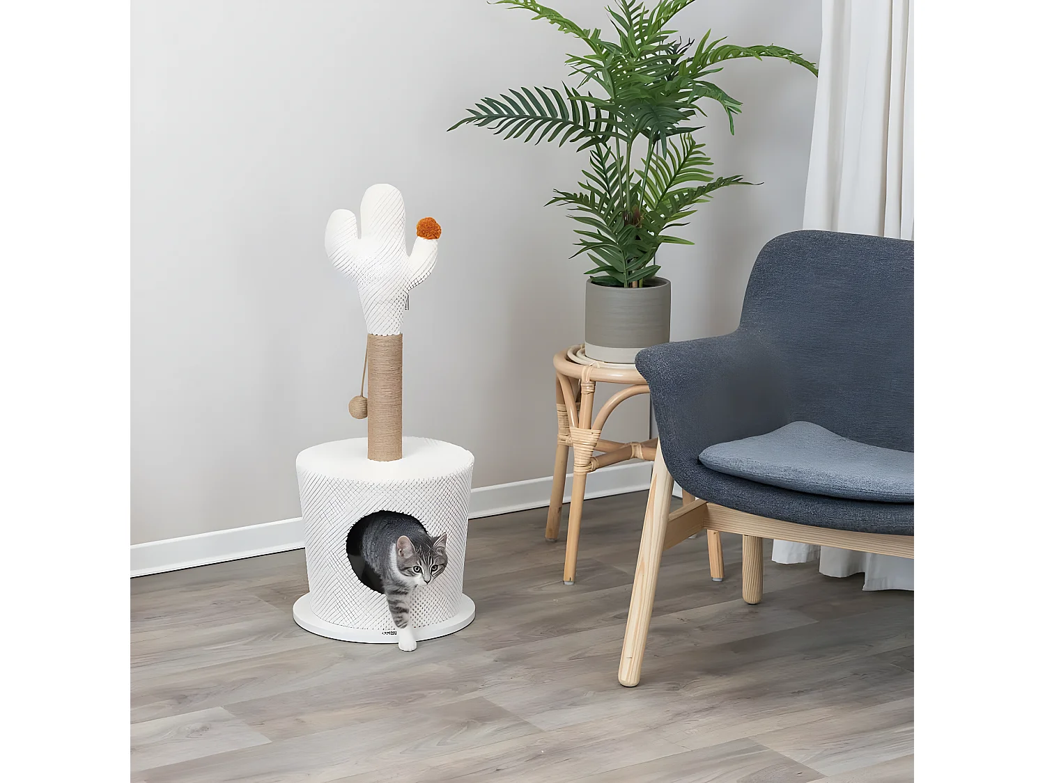 Nid agréable pour chat avec cactus 36x84 cm Crème