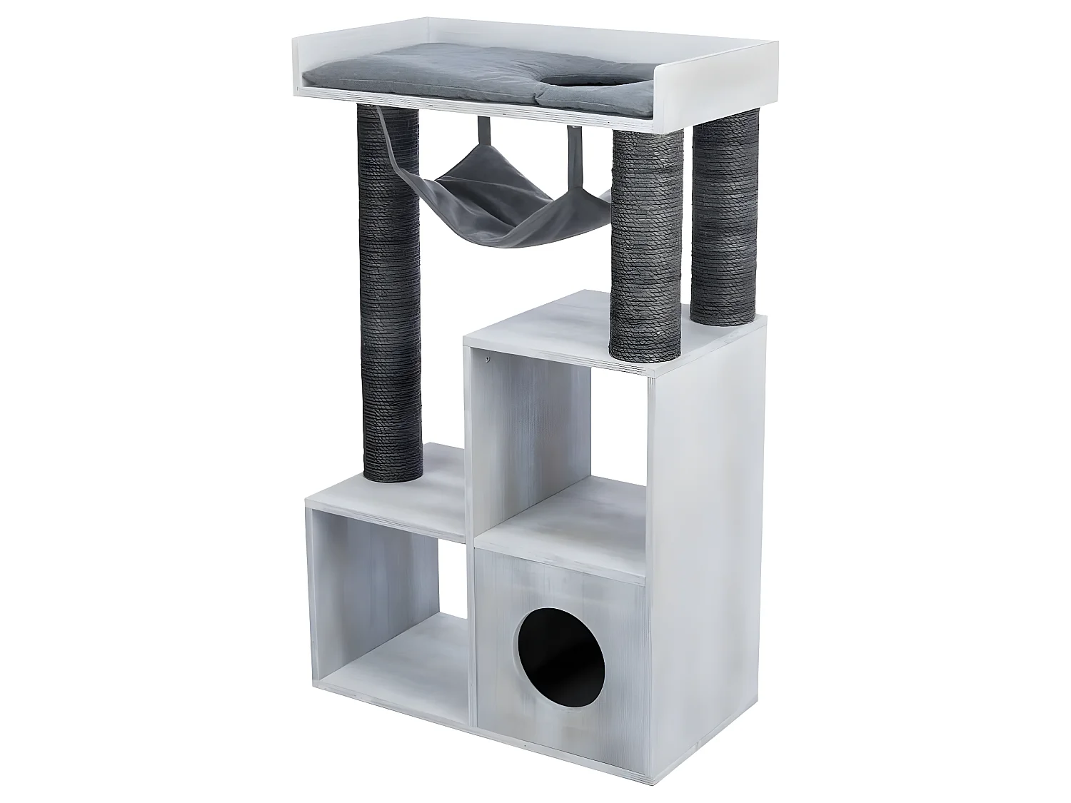 Kratzbaum mit Regalfunktion 72x38x110 cm Grau