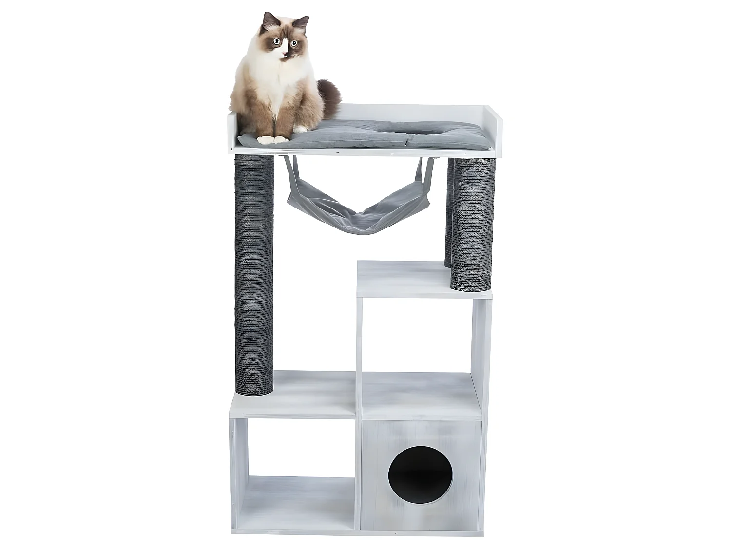 Kratzbaum mit Regalfunktion 72x38x110 cm Grau