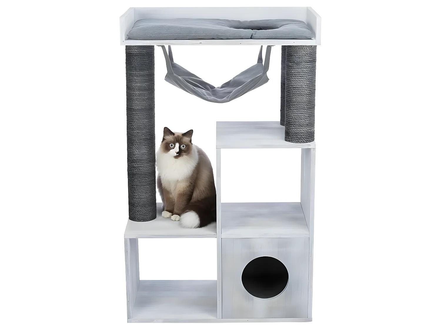 Kratzbaum mit Regalfunktion 72x38x110 cm Grau