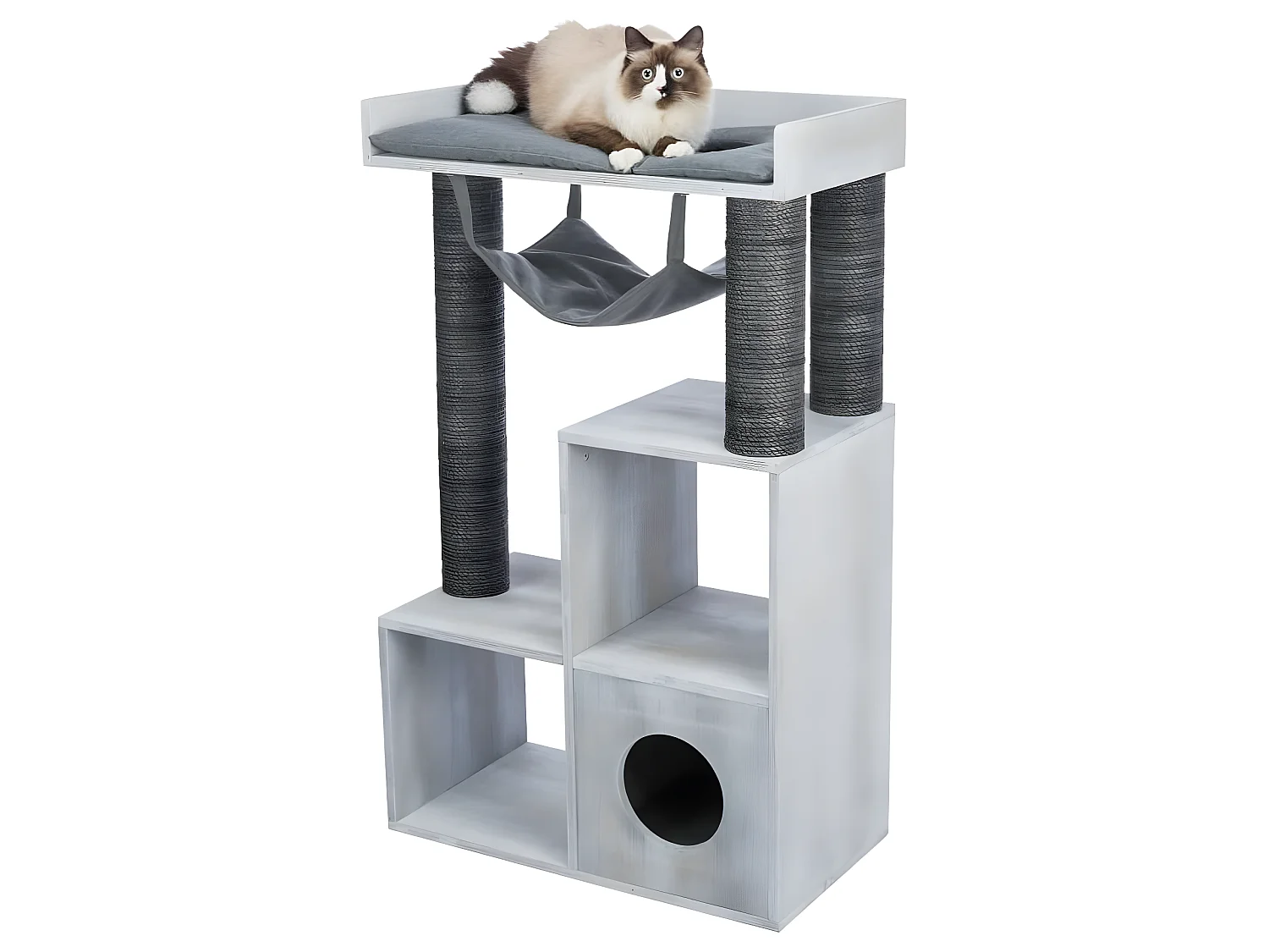 Kratzbaum mit Regalfunktion 72x38x110 cm Grau