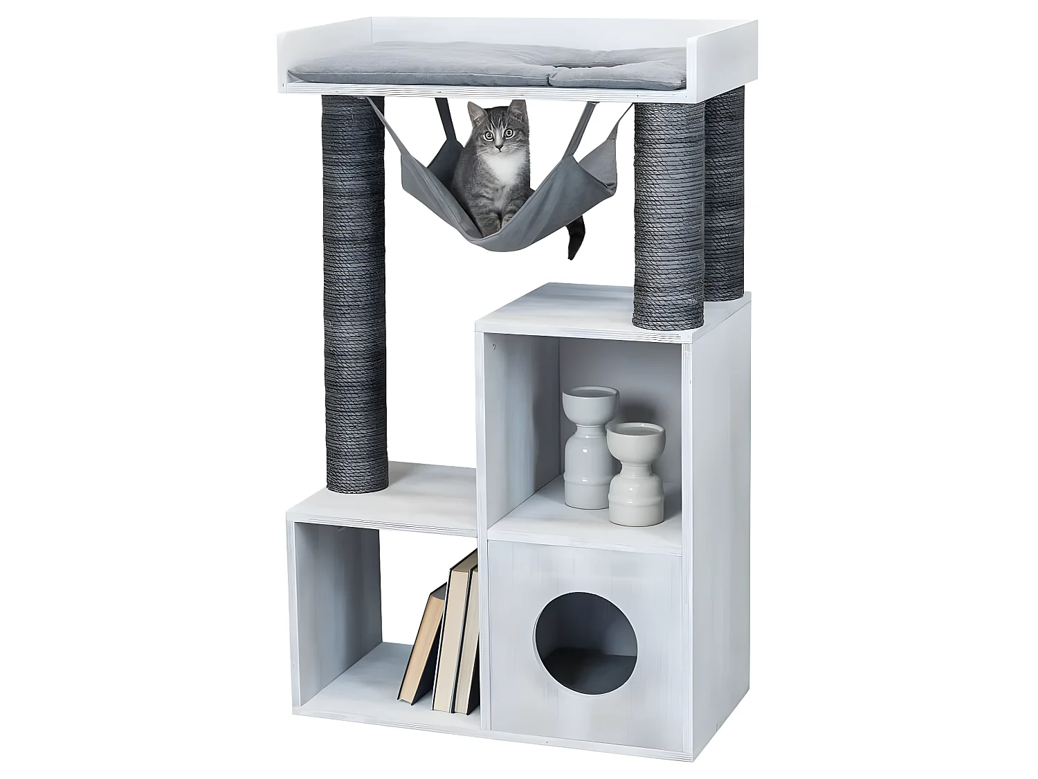 Kratzbaum mit Regalfunktion 72x38x110 cm Grau