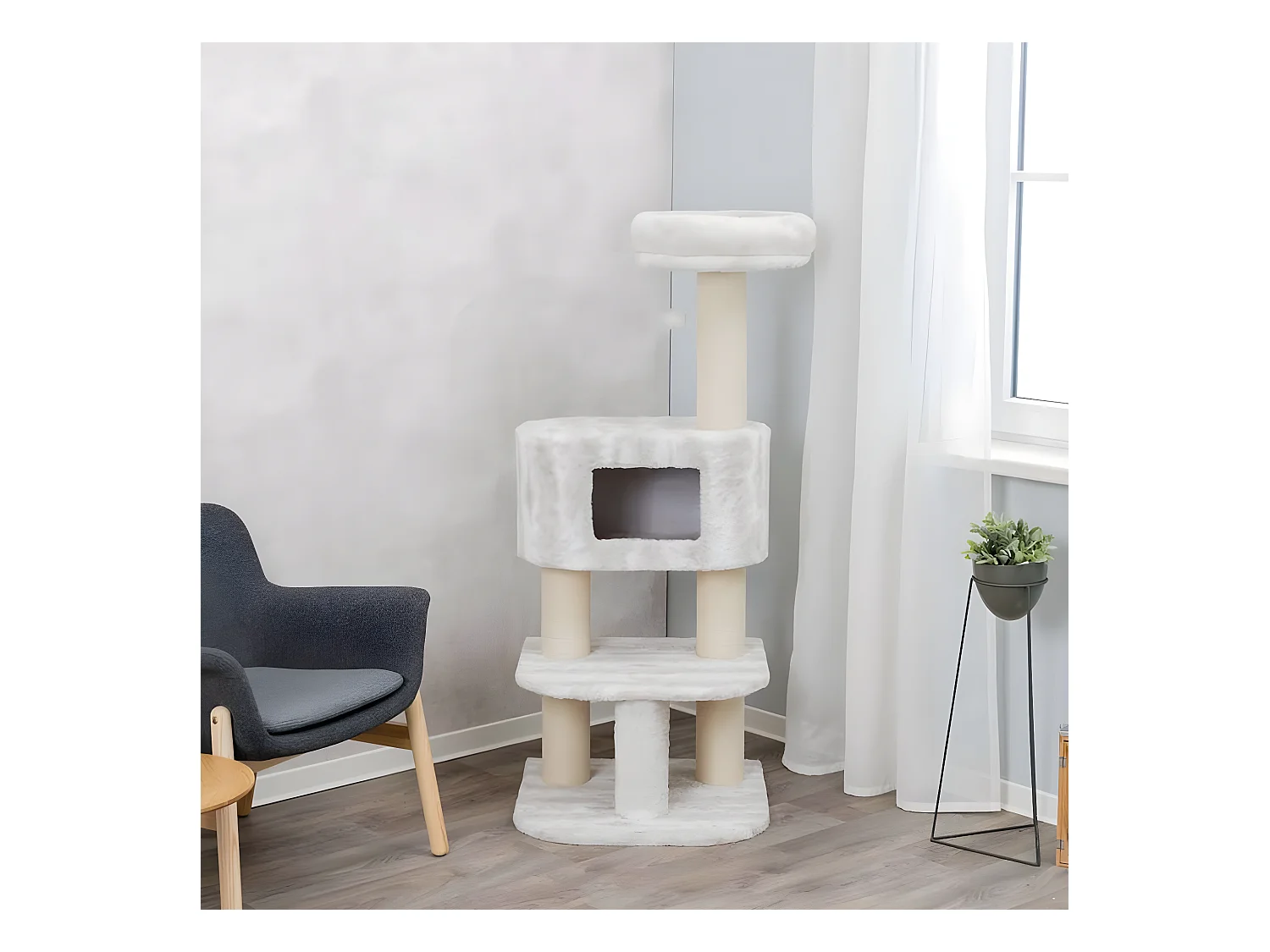 Griffoir pour chats Nelli Blanc et taupe