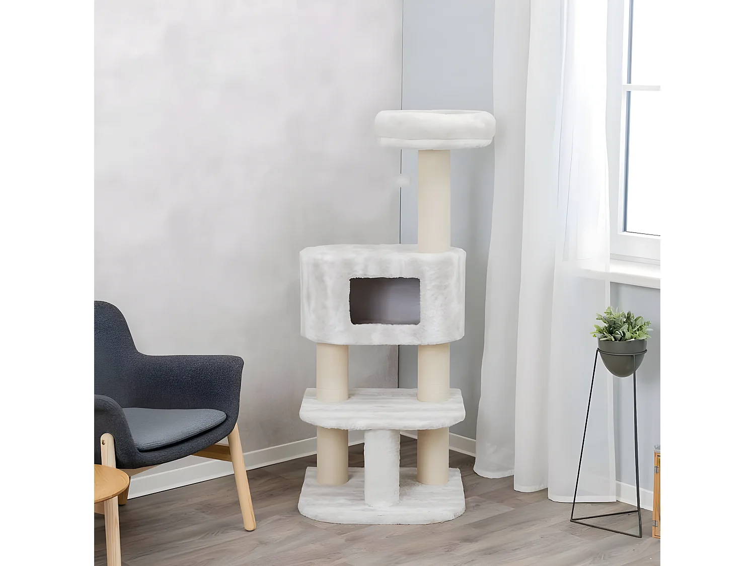 Griffoir pour chats Nelli Blanc et taupe