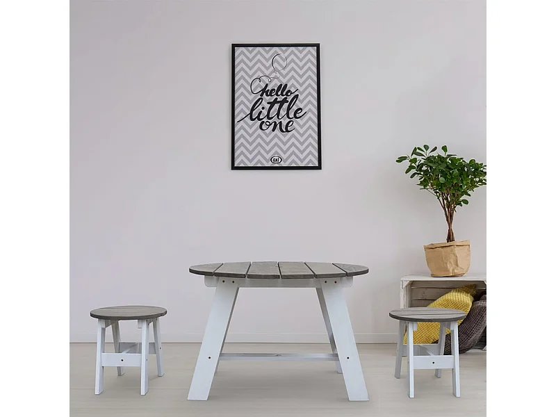 Set Tavolo da Picnic per Bambini 3 pz Grigio e Bianco