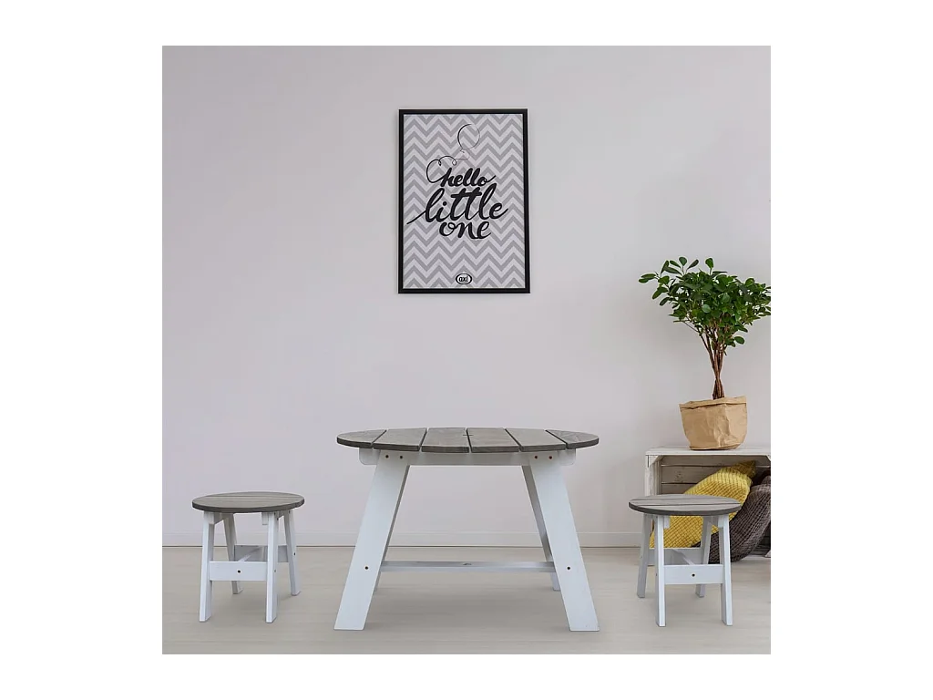 Ensemble de table de pique-nique enfants 3 pcs Gris et blanc