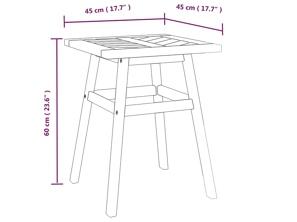 Table d'appoint 45x45x60 cm bois massif d'acacia