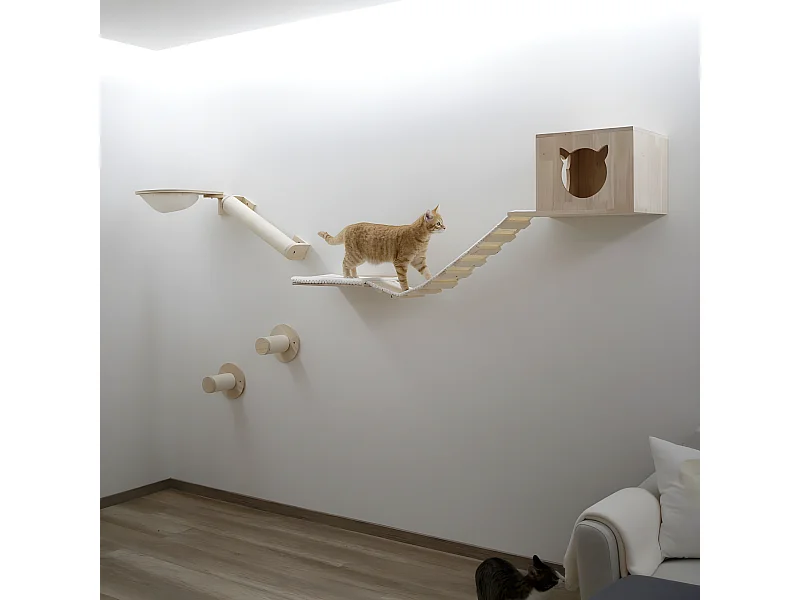 Mur d'escalade pour chats Andes 52x40x32 cm Naturel et blanc