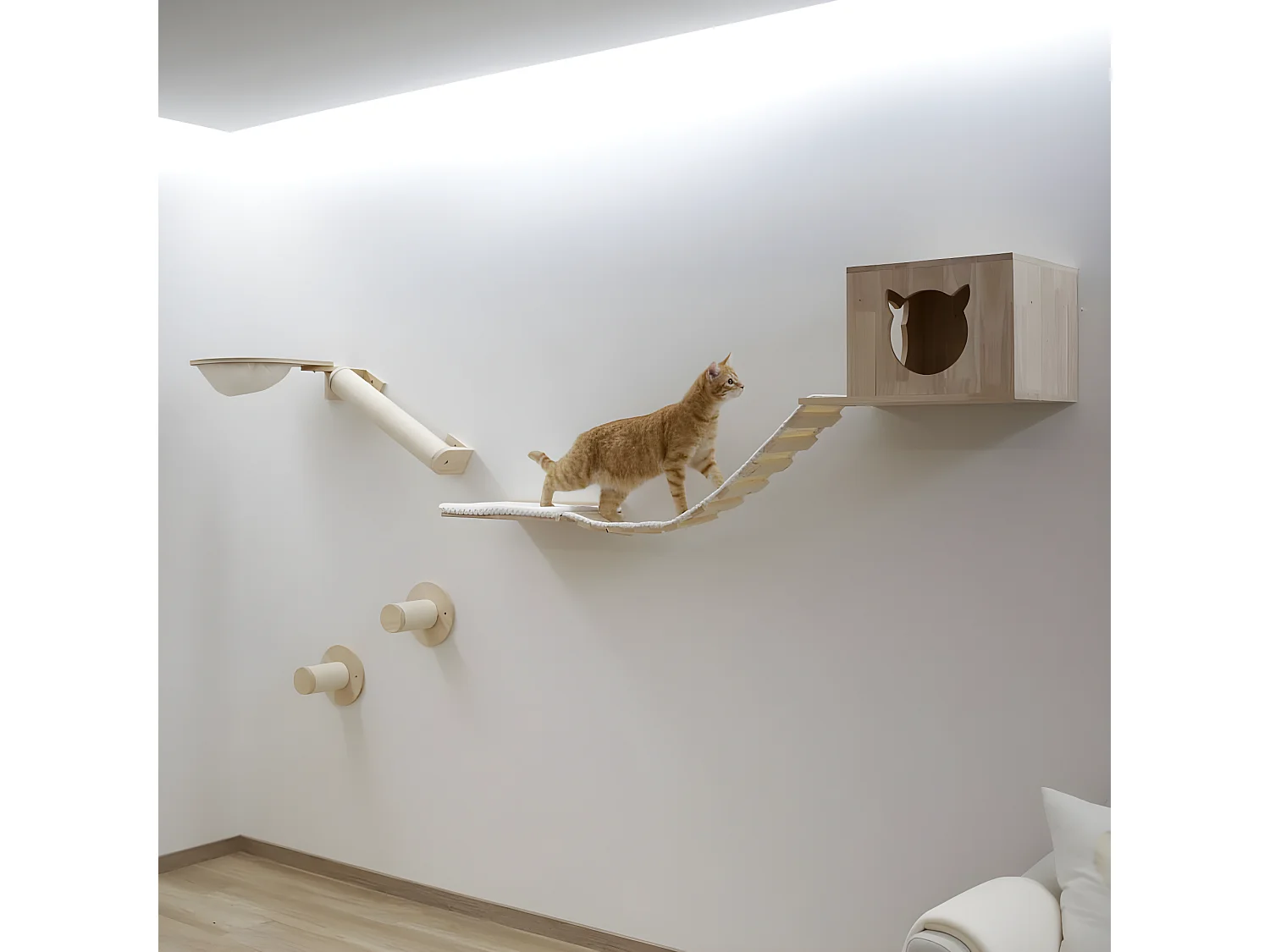 Mur d'escalade pour chats Andes 52x40x32 cm Naturel et blanc