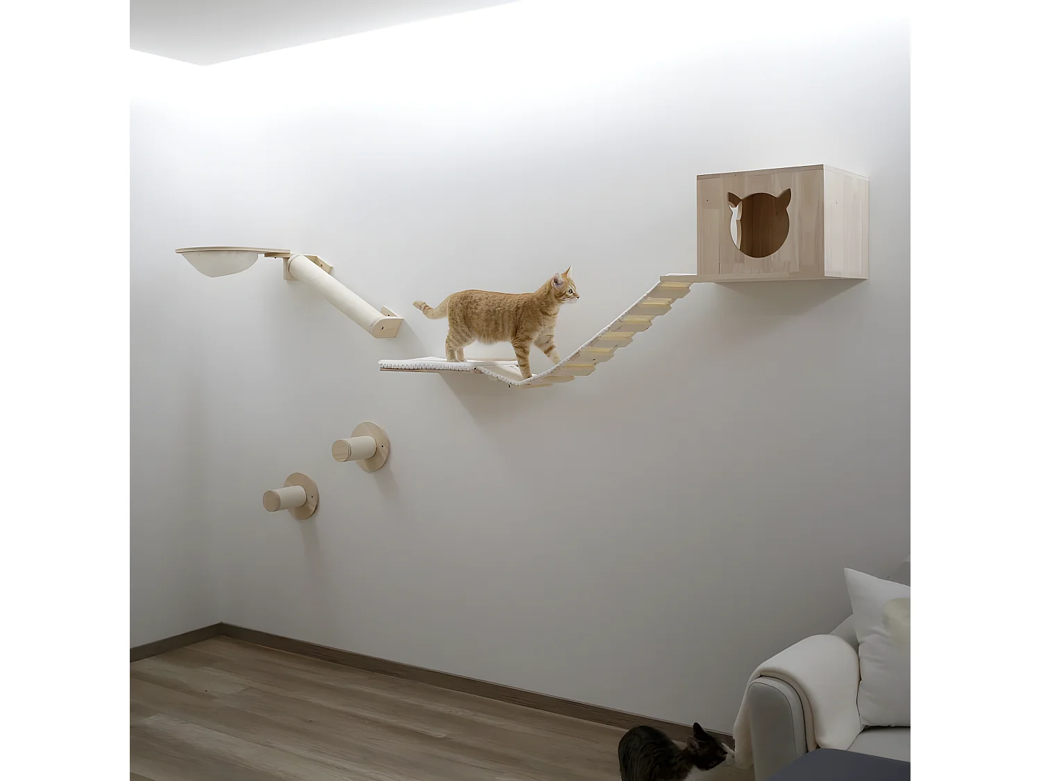 Mur d'escalade pour chats Andes 52x40x32 cm Naturel et blanc