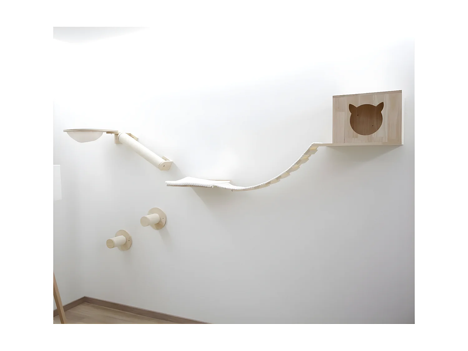 Mur d'escalade pour chats Andes 52x40x32 cm Naturel et blanc