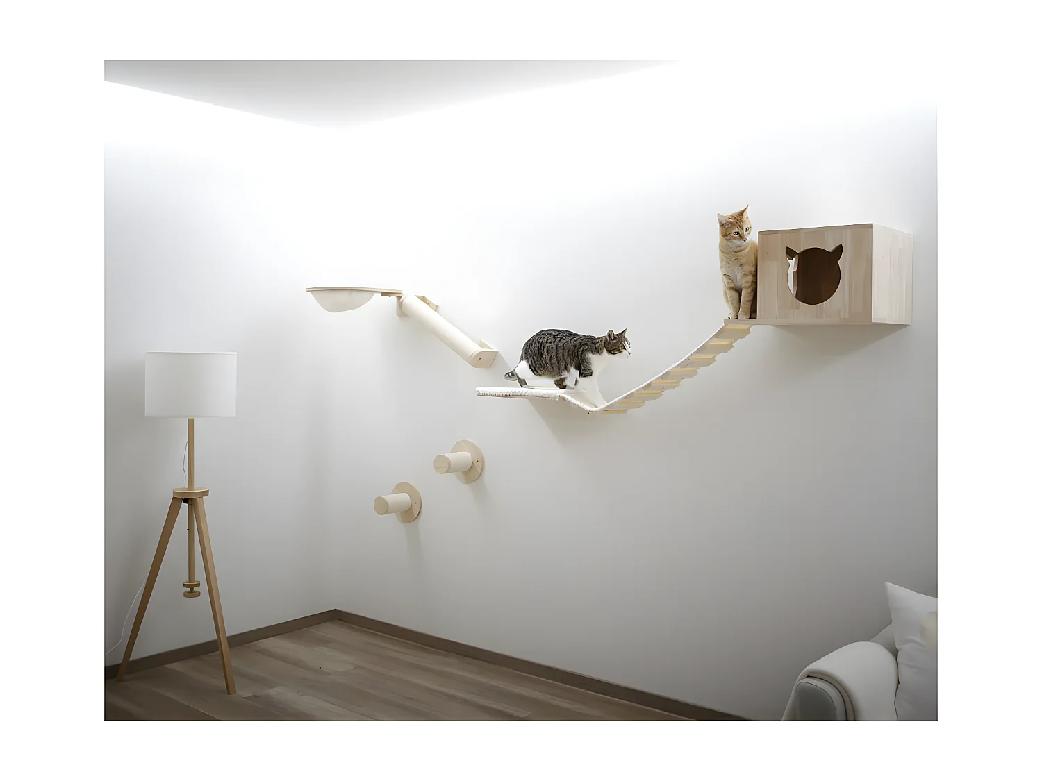 Mur d'escalade pour chats Andes 52x40x32 cm Naturel et blanc