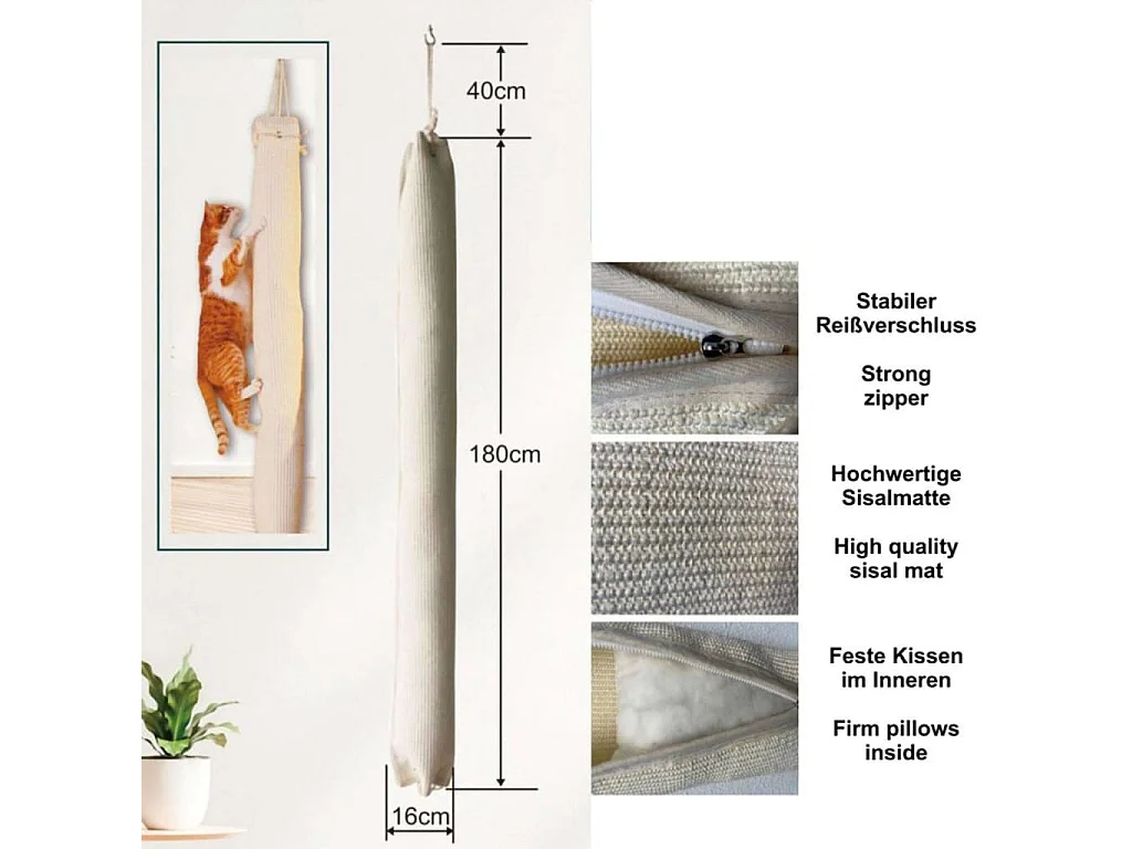 Quapas! Sac d'escalade pour chat sisal 180 cm